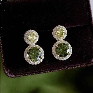 Peridot And Rhinestone Earrings